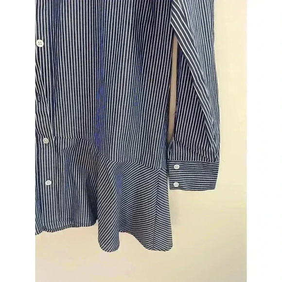 VERONICA BEARD Gilda Asymmetrical Striped Poplin Shirt Size‎ 4 - Picture 12 of 16